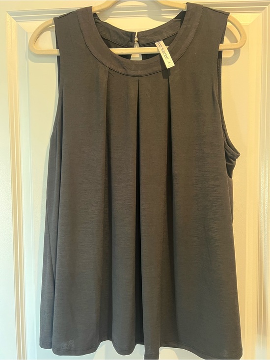 Dear Scarlett Tops - Sleeveless Pleat Front Tank Top - Charcoal